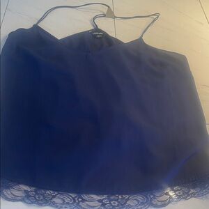 Bebe Navy Lace-Trim Cami Top -